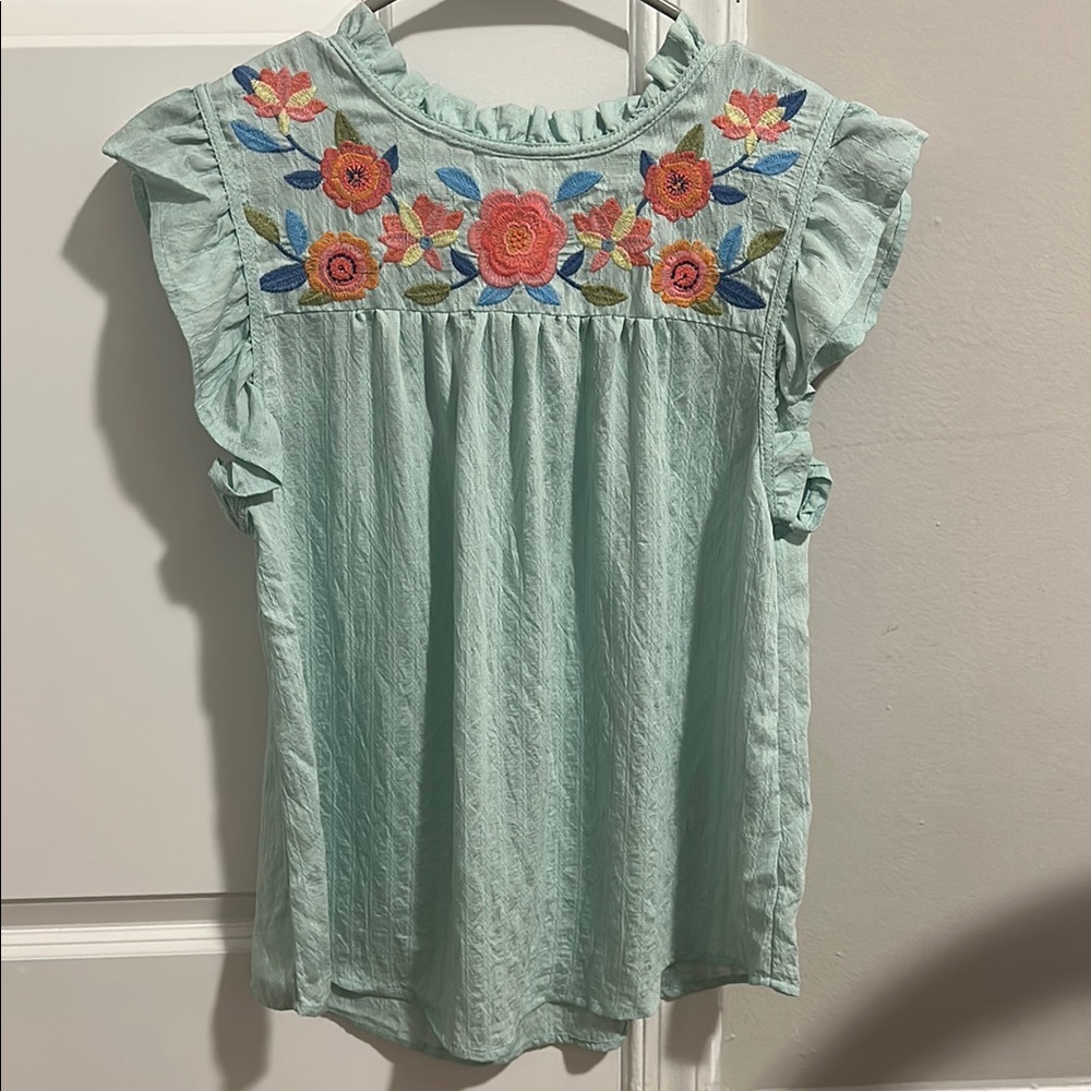 Blu Pepper Light Blue Floral Top